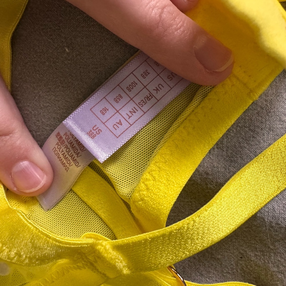 Sheer Floral Mesh Thong Bikini - Yellow - Picture 3 of 4